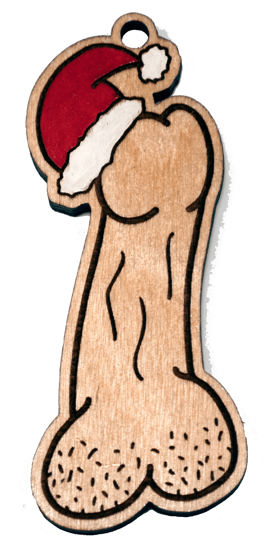 Naughty Christmas Ornament - Penis with Santa Hat - Bucktooth Designs