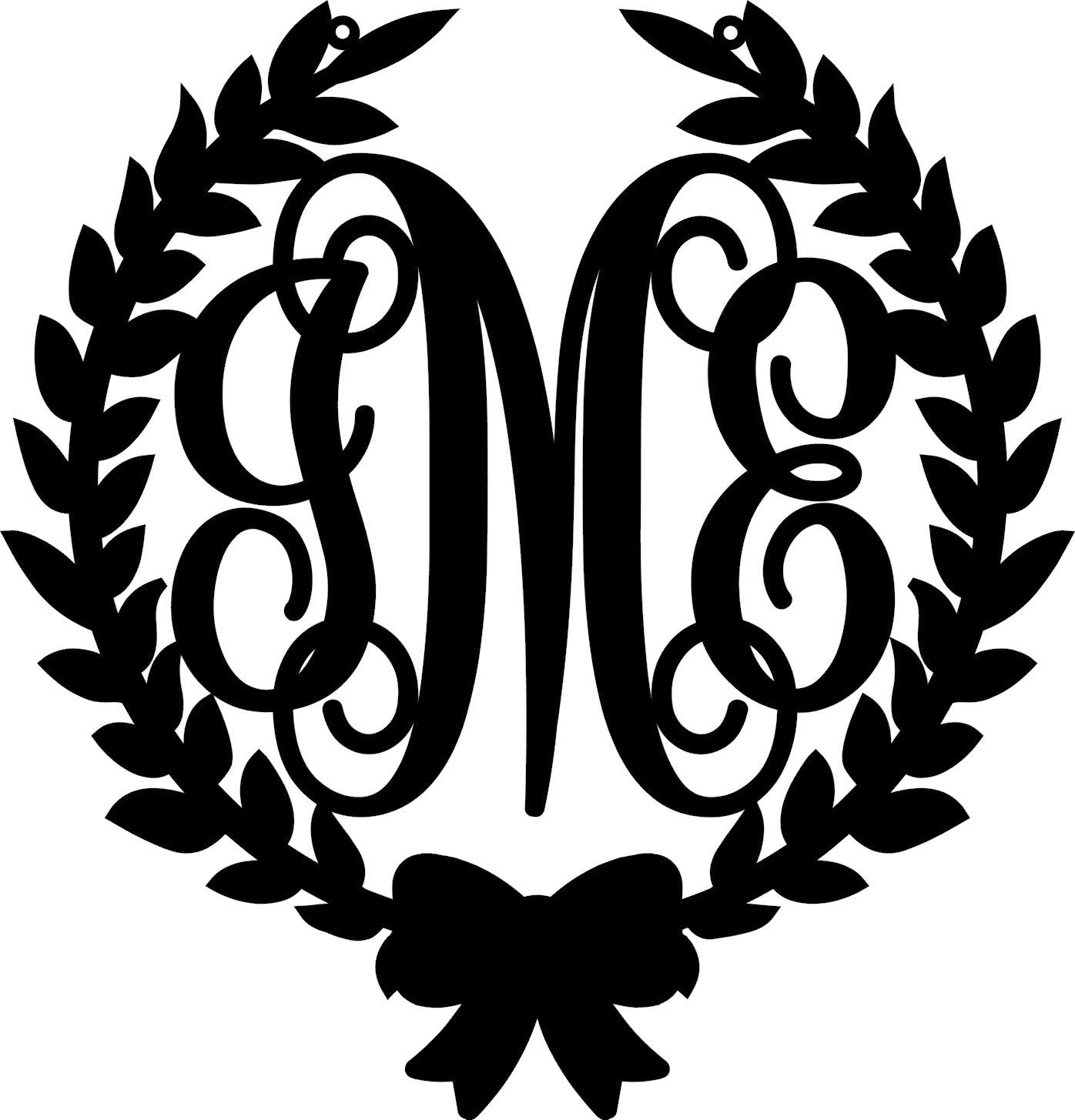 Wreath with Bow Monogram - Bucktooth Designs